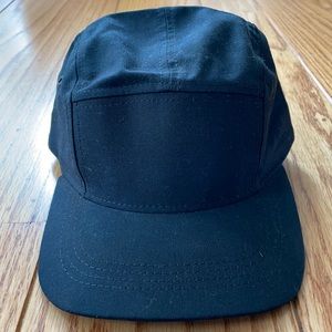 Black 5 panel hat. Made in USA